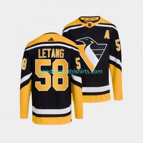 Pittsburgh Penguins Kris Letang 58 Adidas 2022-2023 Reverse Retro Zwart Authentic Shirt - Mannen